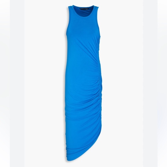 Veronica Beard Haylee Asymmetrical Jersey Cobalt Blue Ruched Dress | XS - Picture 2 of 8